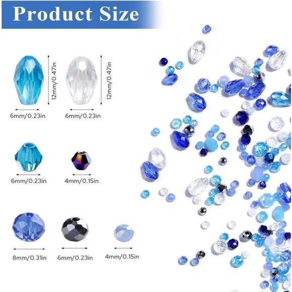 Glass Beads for Jewelry Making -800PCS Blue Crystal Beads - Picture 2 of 7